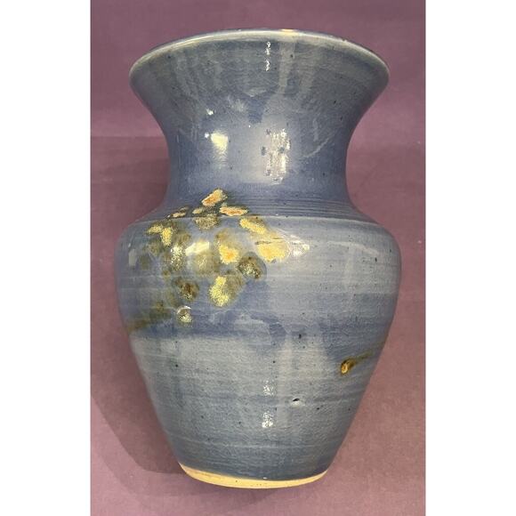 Medium-Size Blue Glazed Signed Art Pottery Vase 7 5/8” - Picture 6 of 7